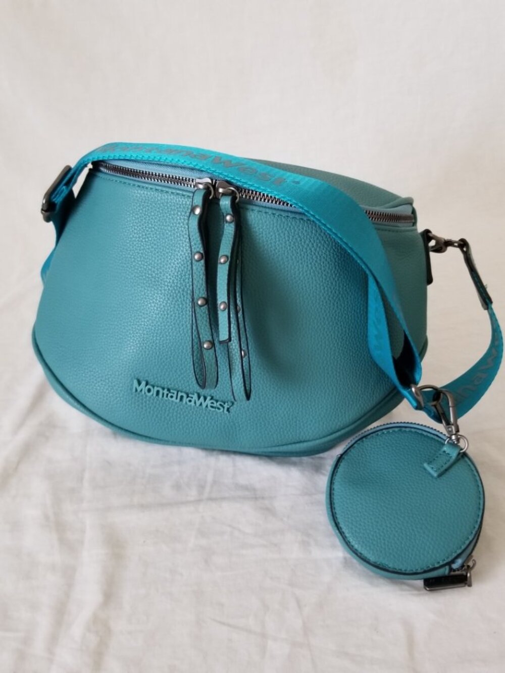 NWT! Turquoise Montana West Faux Leather Shoulder Crossbody Bag w/Coin Pouch - Picture 6 of 12